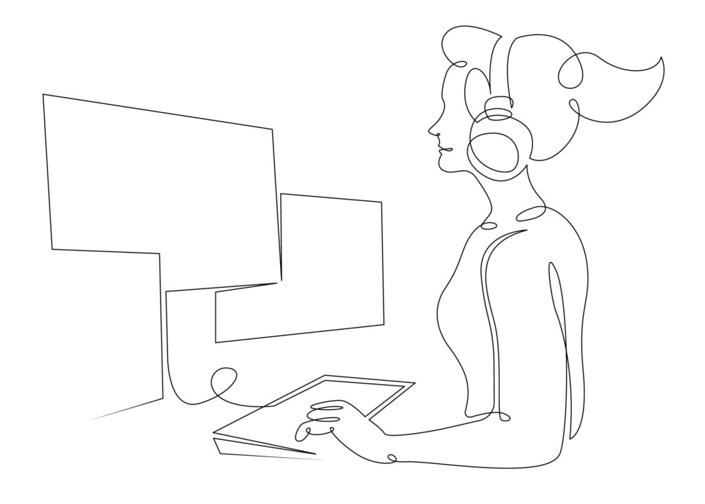 sketch of a computer user